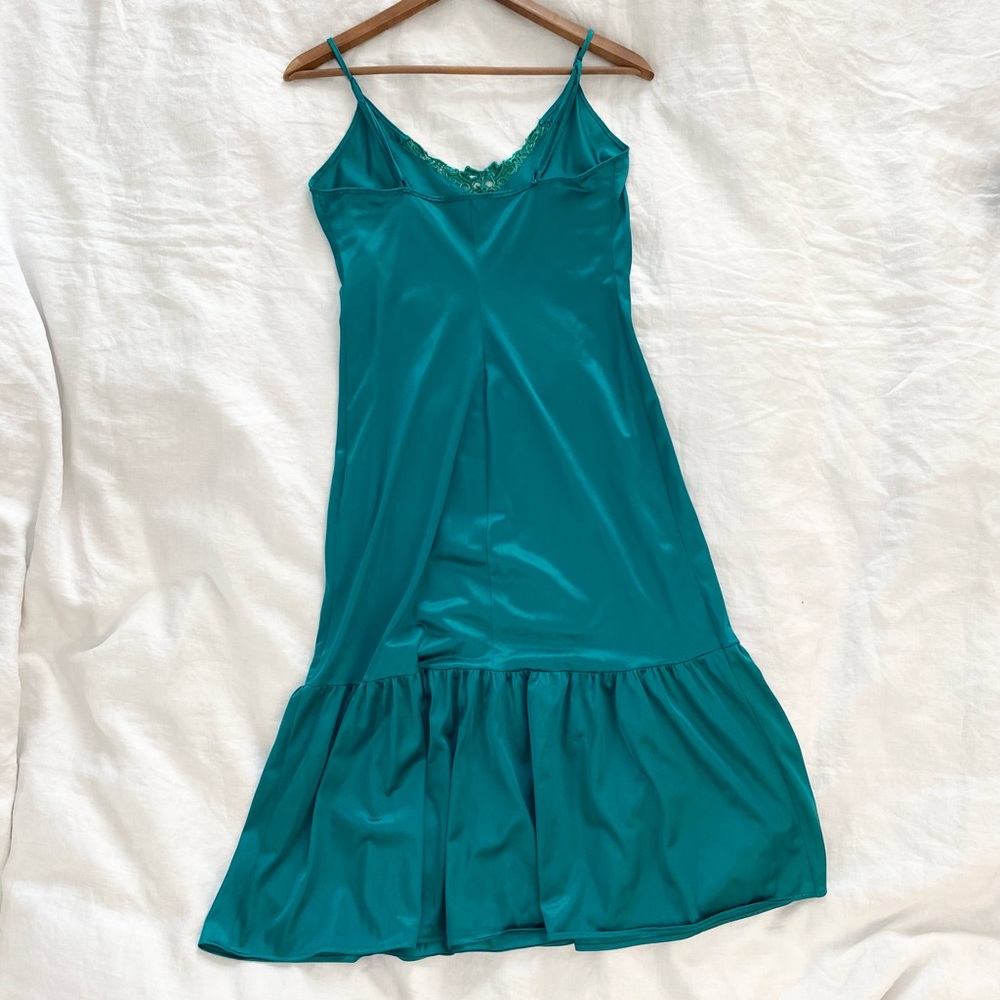 Vintage Teal Green Slip Dress Nighty - Picture 9 of 10